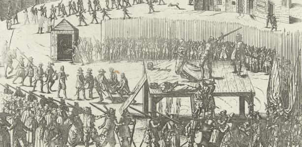 Onthoofding van achttien edelen, Frans Hogenberg (Creative Commons Rijksmuseum) Onthoofding edelen Brussel
