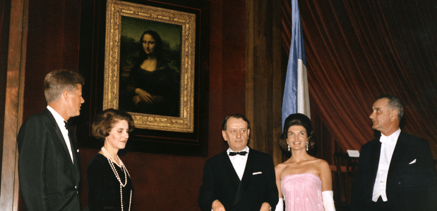 Kennedy bij de opening van de Mona Lisa-tentoonstelling in de National Gallery of Art, Washington, D.C