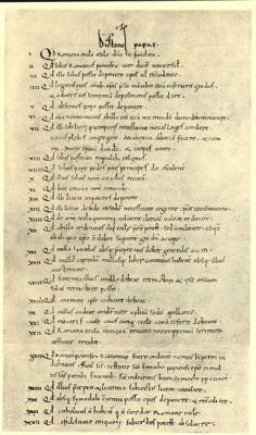 Het Dictatus papae, scan van een pagina uit het Vaticaans Archief. investituurstrijd