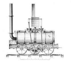 De eerste locomotief 1829 author unknown, Public domain, via Wikimedia Commons