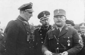 Drie belangrijke personen in de Nacht van de Lange Messen: Kurt Daluege, Heinrich Himmler en Ernst Röhm, 1933.