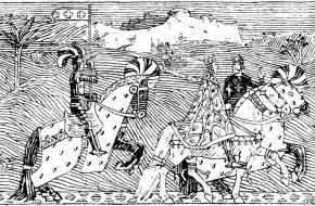 Koning Sigurd en Koning Boudewijn rijden samen Jeruzalem in