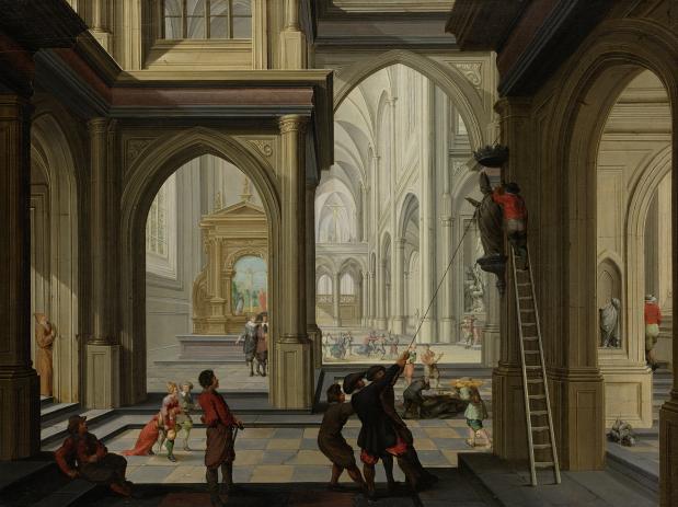 Beeldenstorm in een kerk, Dirck van Delen, 1630.