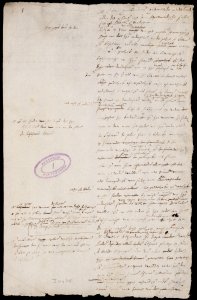 De eerste pagina van de minuut van het Plakkaat van Verlatinghe 1576-1588, toegangsnr.1.01.01.01, inv.nr.254G Plakkaat van Verlatinghe