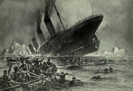 De ondergang van de Titanic (1912), door Willy Stöwer. (Public Domain) via Wikimedia Commons RMS Titanic