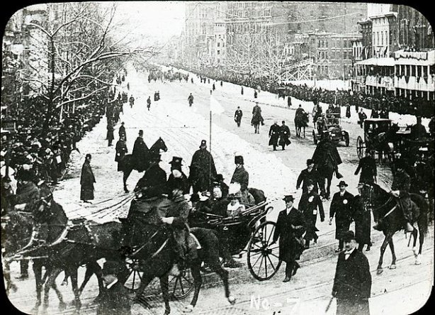 President William Howart Taft tijdens de inaugurele parade van 4 maart 1909 Geschiedenis inauguraties president
