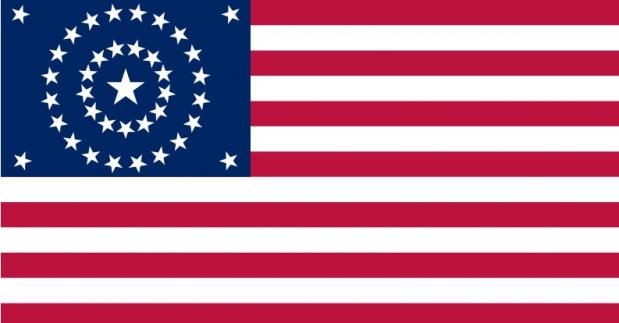 Variant van de Amerikaanse vlag met 38 sterren