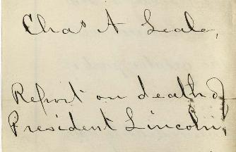"Charles A. Leale. Report on death of President Lincoln"