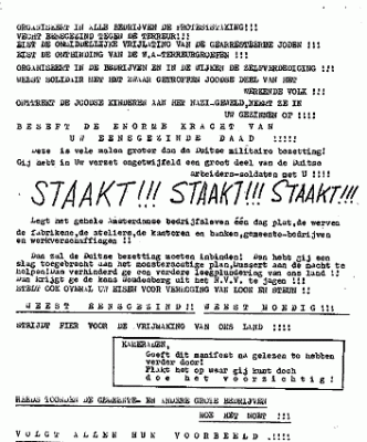 Pamflet van de Communistische Partij die oproept tot de Februaristaking. (Public domain) via Wikimedia Commons Pamflet februaristaking